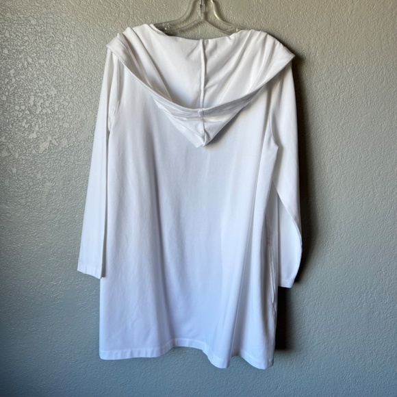 EILEEN FISHER OPEN FRONT LONGLINE ORGANIC COTTON OPEN CARDIGAN HOODIE - Picture 2 of 10